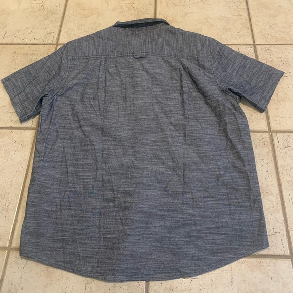 Men's Hurley Short Sleeve Button-Up Shirt - Grey Chambray Palm Tree Print - L - Picture 3 of 6